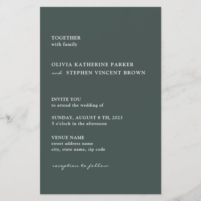 Grey simple typography modern Wedding invitation Flyer (Front)