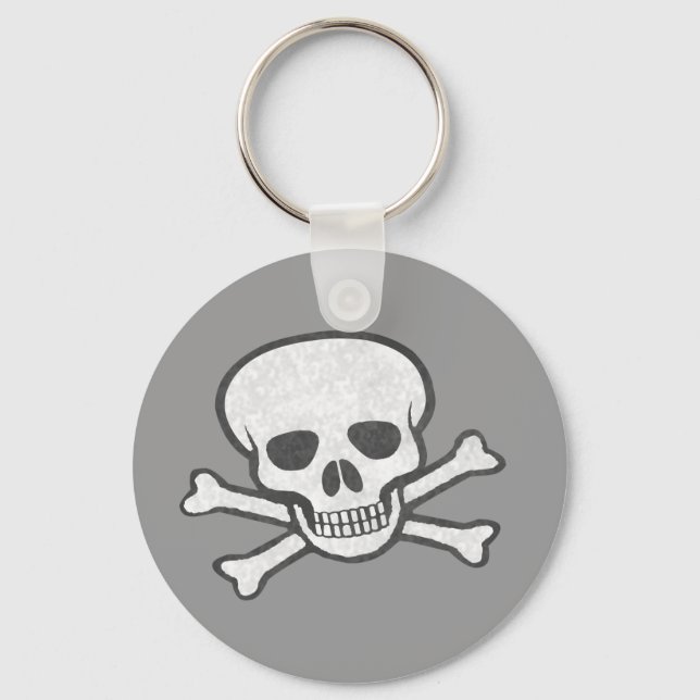 Grey Skull and Crossbones Keychain (Front)