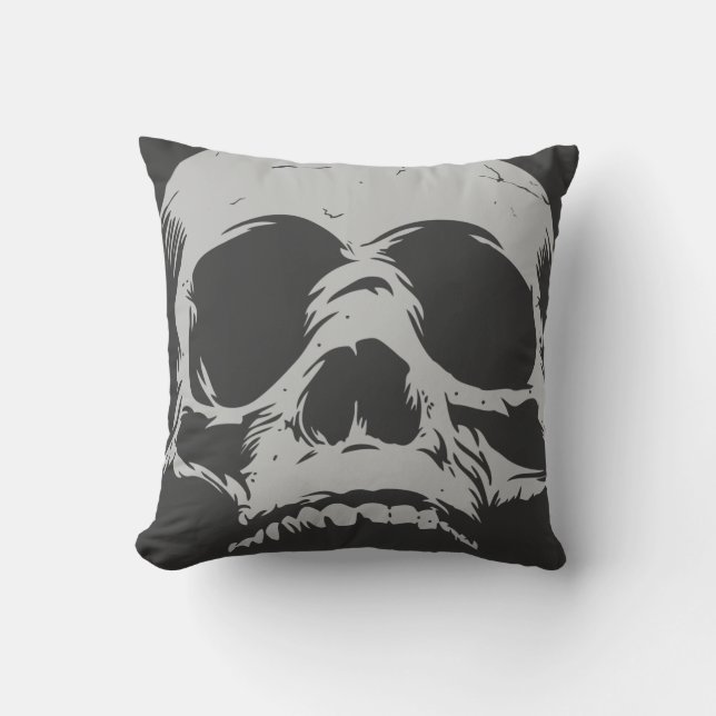 Grey Skull Cushion (Front)