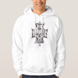Grey Skull Drawing Hoodie