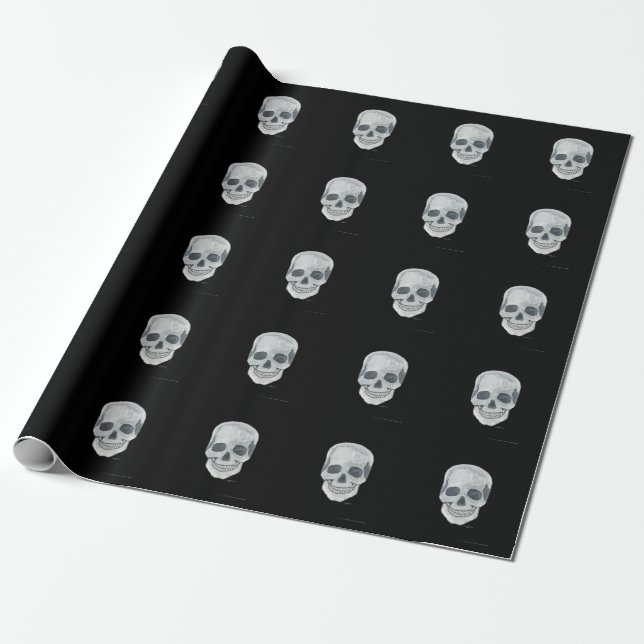Grey Skull Matte Wrapping Paper, 30" x 6' Paper (Unrolled)