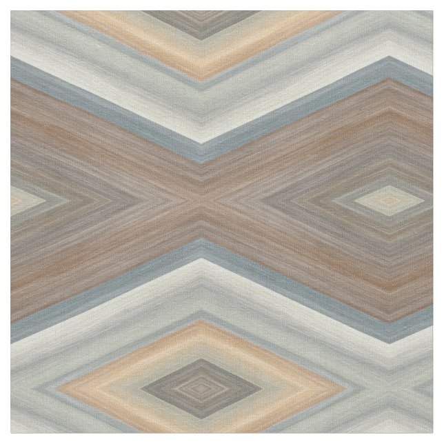 Grey Slate Blue Beige Brown Funky Argyle Pattern Fabric (Close Up)