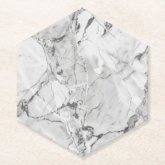 Grey "Slate Whisper Stream" Marble Texture Custom  Paper Coaster (Front)