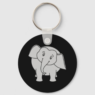 Grey Sleepy Elephant. Cartoon. Key Ring