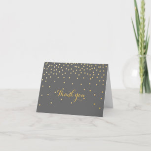 Grey & Small Gold Foil Confetti Dots Fold Card