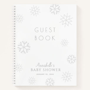 Grey Snowflake Baby Shower Guest Book