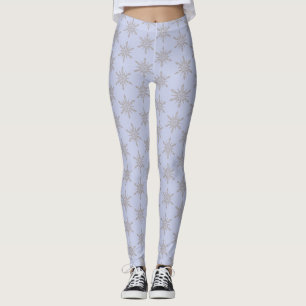Grey Snowflake Blue Winter Leggings