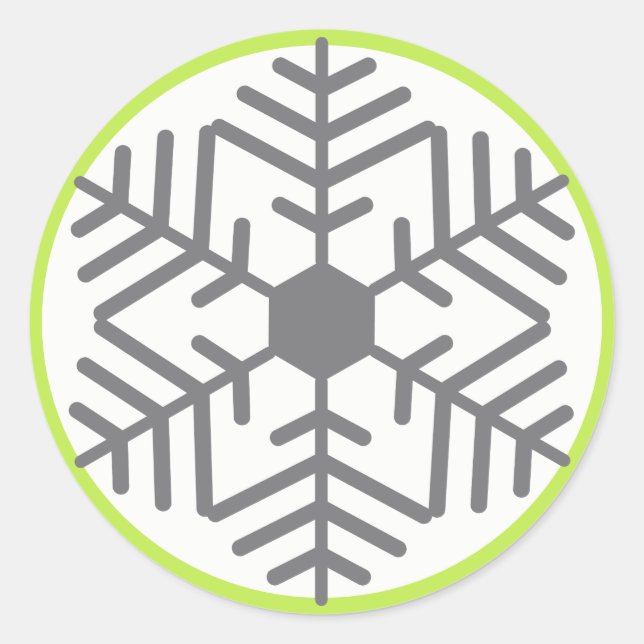 Grey Snowflake Holiday Sticker (Front)