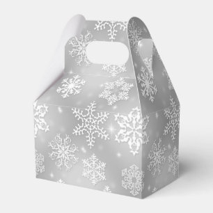 Grey Snowflake pattern gable favour box