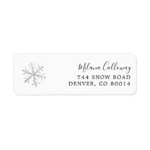 Grey Snowflake Return Address Label