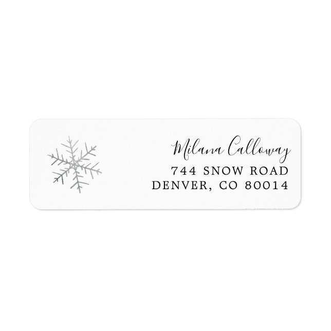 Grey Snowflake Return Address Label (Front)