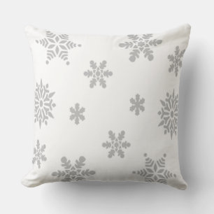 Grey Snowflakes Falling Cushion