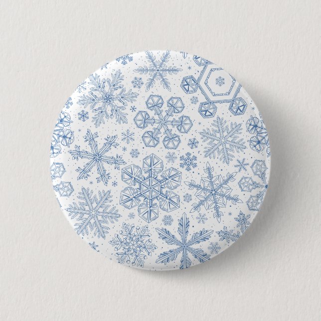 Grey Snowflakes on off white 6 Cm Round Badge (Front)