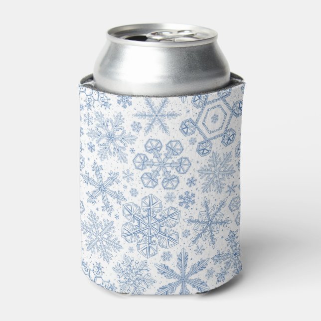 Grey Snowflakes on off white Can Cooler (Can Front)