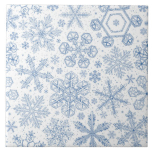 Grey Snowflakes on off white Ceramic Tile