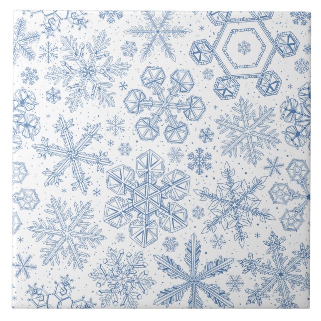 Grey Snowflakes on off white Ceramic Tile (Front)