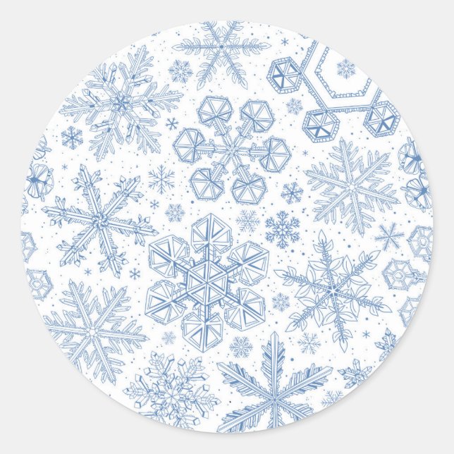 Grey Snowflakes on off white Classic Round Sticker (Front)