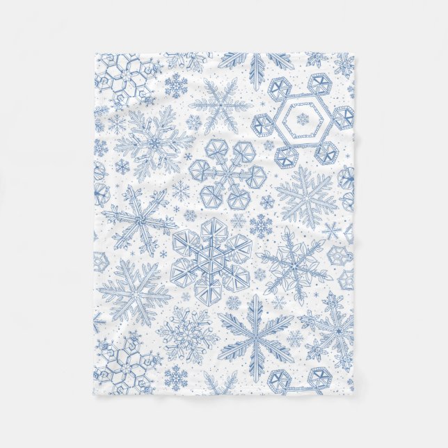 Grey Snowflakes on off white Fleece Blanket (Front)