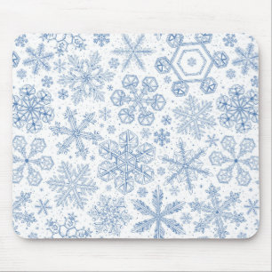 Grey Snowflakes on off white Mouse Pad