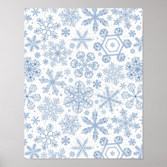 Grey Snowflakes on off white Poster (Front)