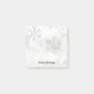 Grey Snowflakes Snow Personal Post It Note Pad