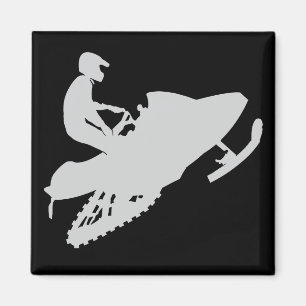Grey-Snowmobile Magnet