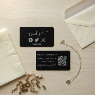 Grey social icons QR code thank you discount Enclosure Card