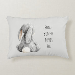 Grey Some Bunny Loves You Decorative Cushion