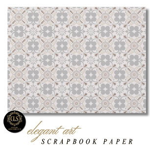 Grey Spanish Tile Pattern Scrapbook Paper