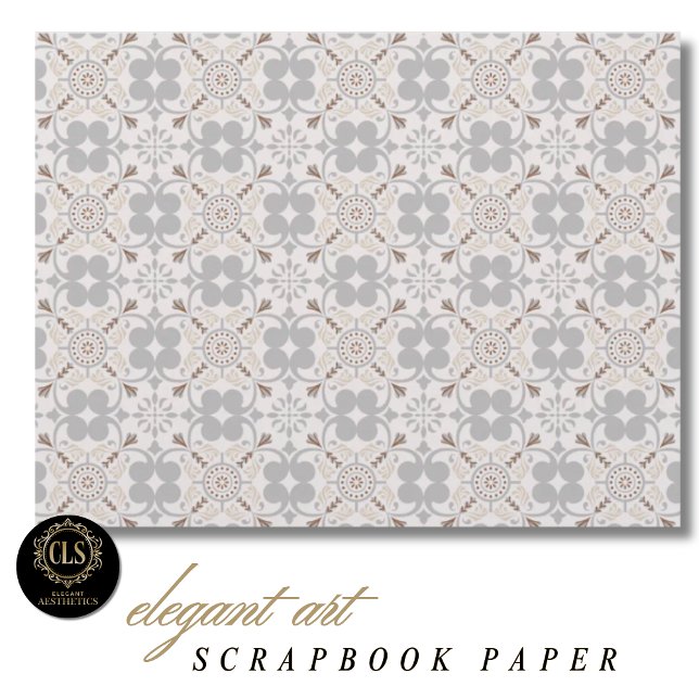 Grey Spanish Tile Pattern Scrapbook Paper  (Scrapbook Paper – Spanish Tile Pattern)