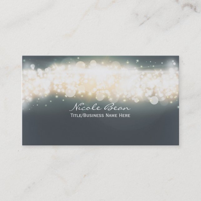 Grey Sparkle Lights Sky Blast Business Card (Front)