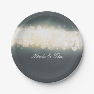 Grey Sparkle Lights Sky Blast Wedding Plates