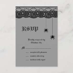 Grey Spiders and Lace RSVP Card