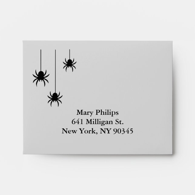 Grey Spiders and Lace RSVP Envelope (Front)