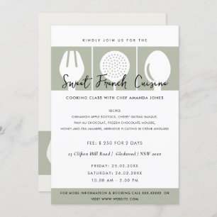 GREY SPOON FORK COOKERY CLASS INVITE TEMPLATE
