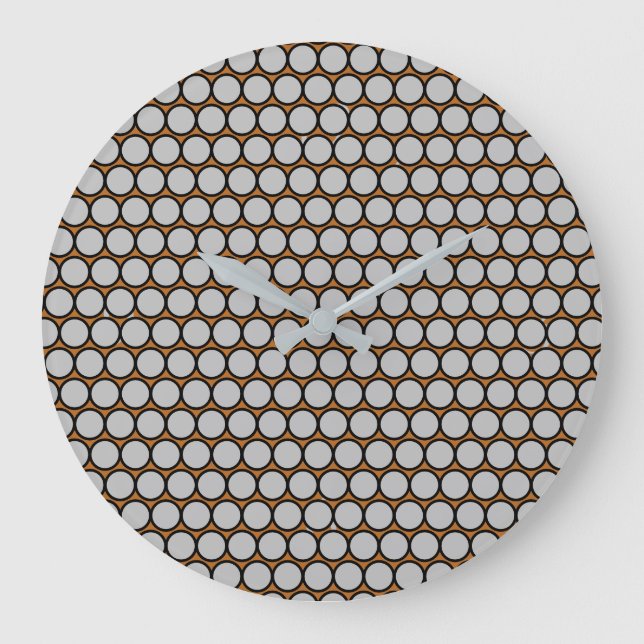 Grey Spots with warm Tan Background Large Clock (Front)