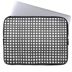 Grey square mesh grid pattern laptop sleeve
