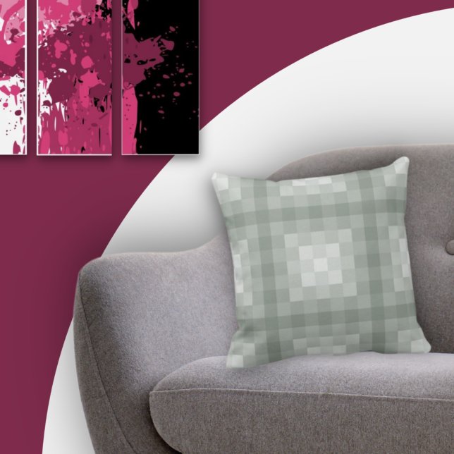 Grey Square Pixel Tiles Pattern Cushion (Creator Uploaded)