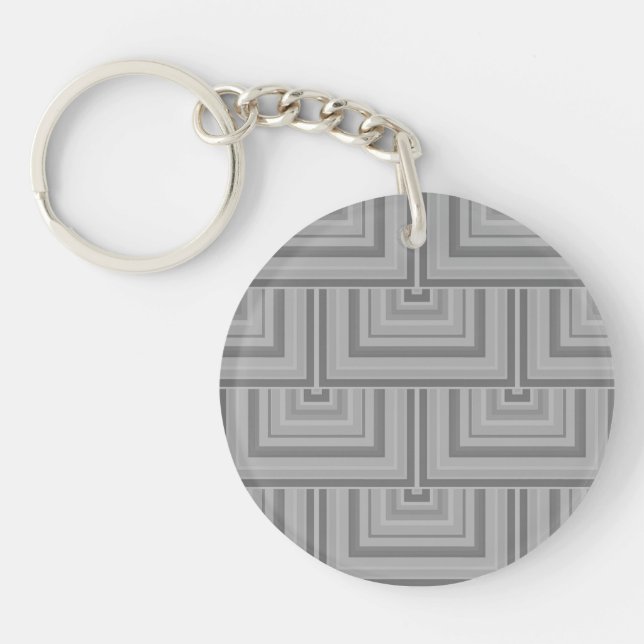 Grey square scales key ring (Front)