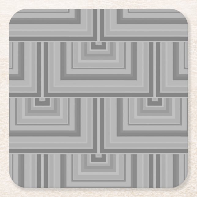Grey square scales paper coaster (Front)