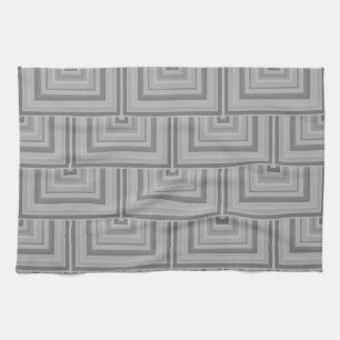 Grey square scales tea towel
