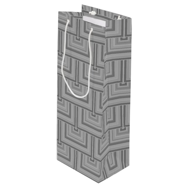 Grey square scales wine gift bag (Front Angled)