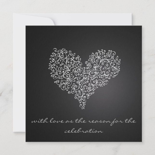 grey square wedding invitation "with love" (Front)
