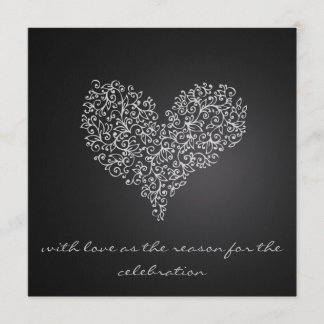 grey square wedding invitation "with love"