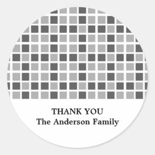 Grey Squares Pattern Classic Round Sticker