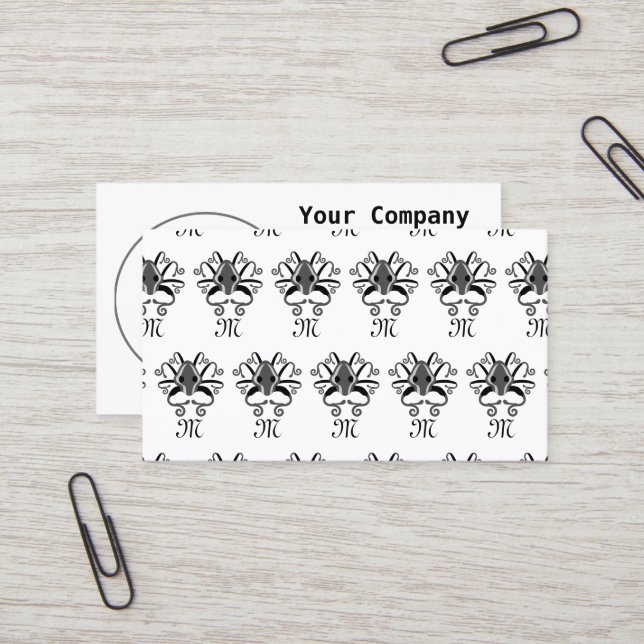 Grey Squid Monogram Business Card (Front/Back In Situ)
