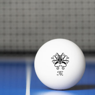 Grey Squid Monogram Ping Pong Ball