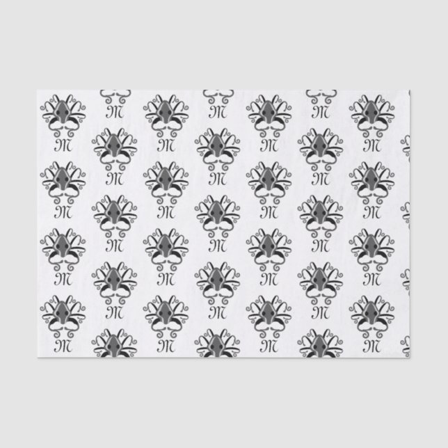 Grey Squid Monogram Tissue Paper (Front)