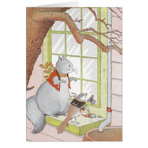 Grey Squirrel & Bird Looking in the Window