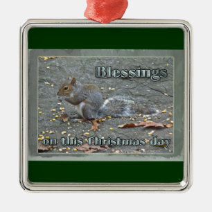 Grey Squirrel Christmas Series Metal Ornament
